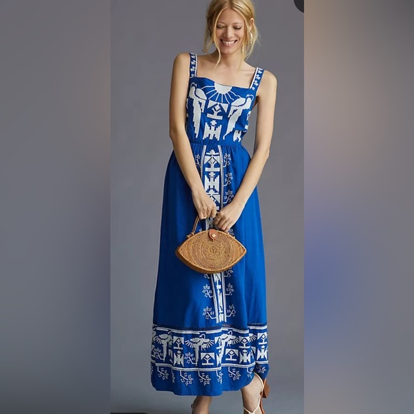 FARM Rio Dresses & Skirts - Farm Rio Square-Neck Embroidered Midi Dress size X-small